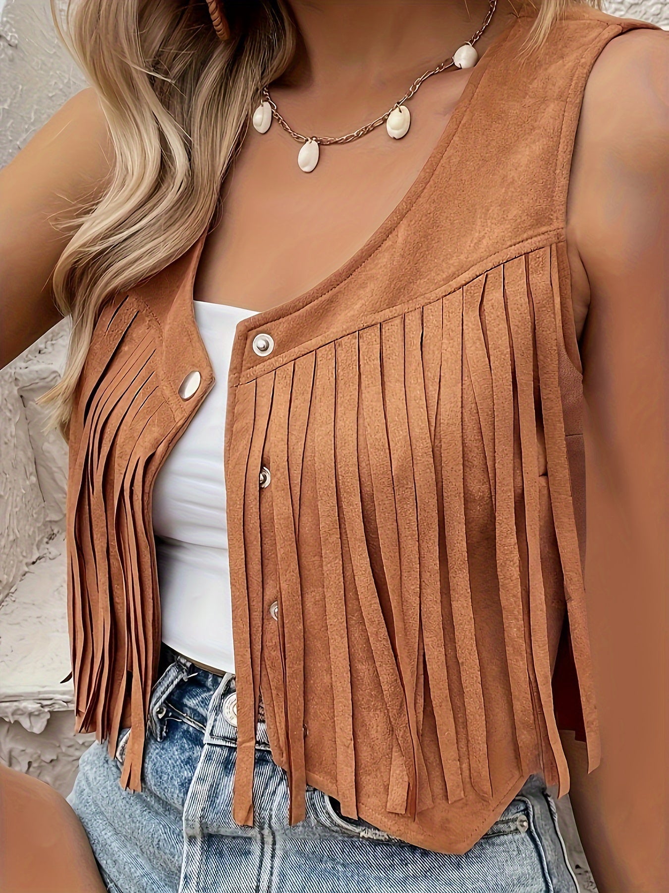 Mia | Modern Cropped Fringe Vest 0