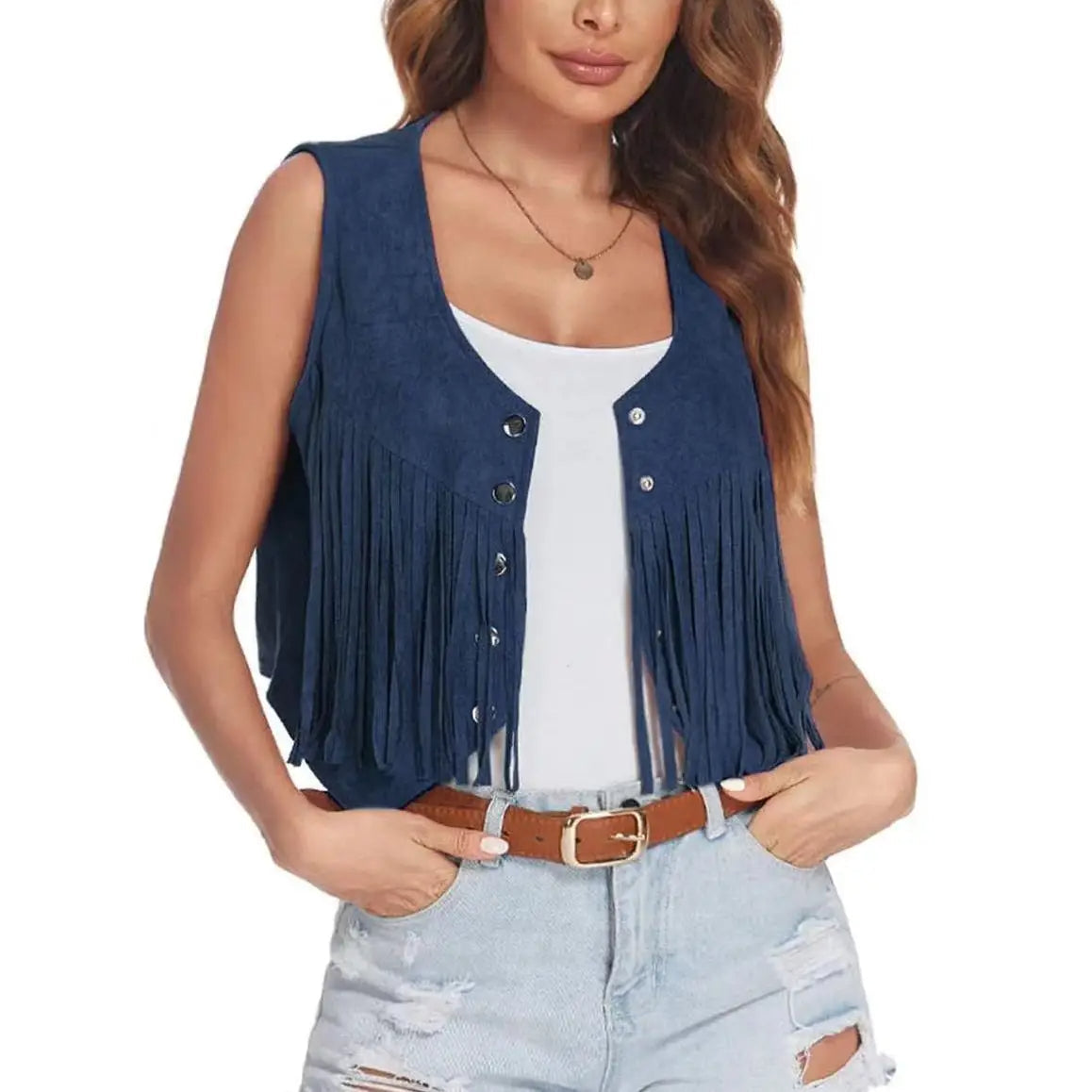 Mia | Modern Cropped Fringe Vest 8