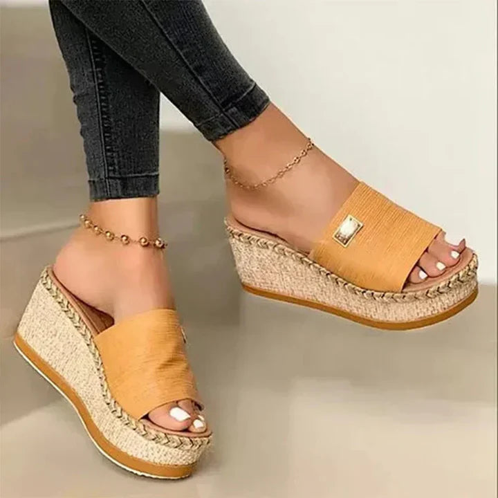 Mia | Stylish Black Wedge Sandals for Women 1