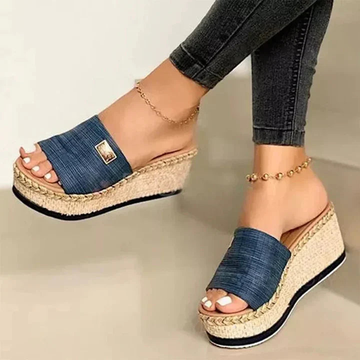Mia | Stylish Black Wedge Sandals for Women 3