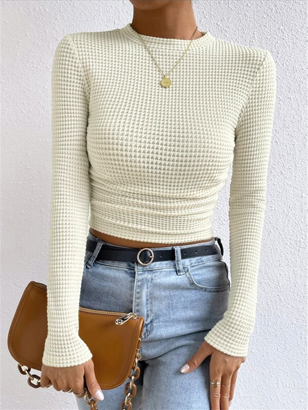 Mia | Stylish Modern Long Sleeve Crop Top 0