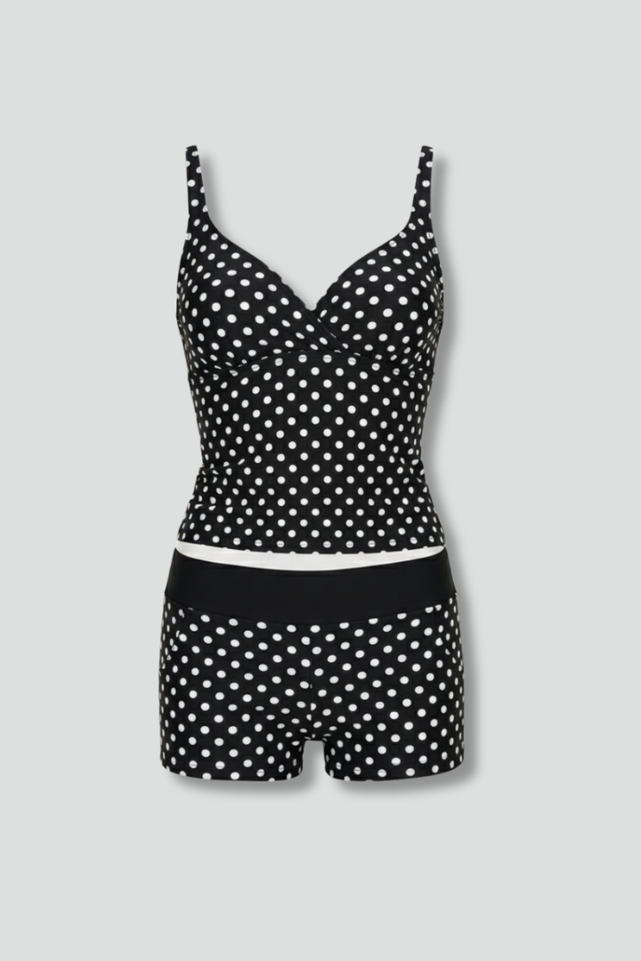 Mia | Stylish Polka Dot Tankini Set With Shorts 1