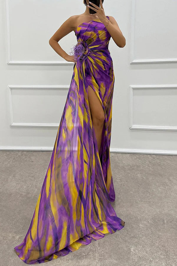 Mia | Vibrant One Shoulder Slit Maxi Dress for Women 10