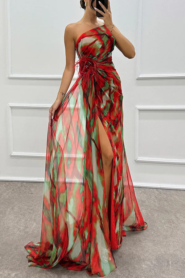 Mia | Vibrant One Shoulder Slit Maxi Dress for Women 3