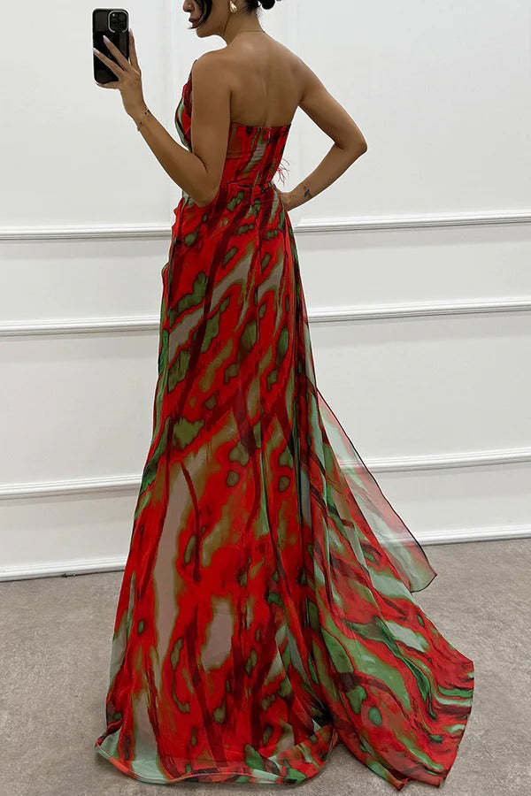 Mia | Vibrant One Shoulder Slit Maxi Dress for Women 4