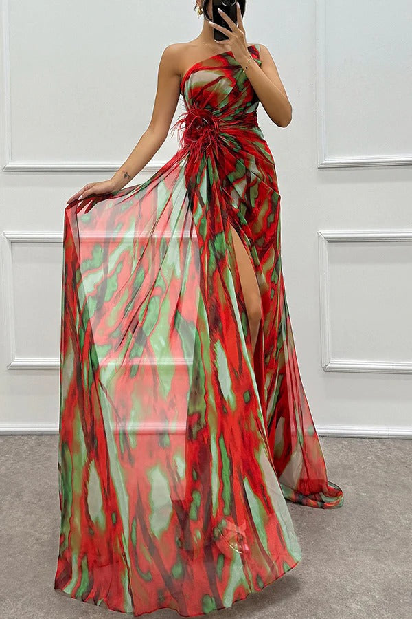 Mia | Vibrant One Shoulder Slit Maxi Dress for Women 5