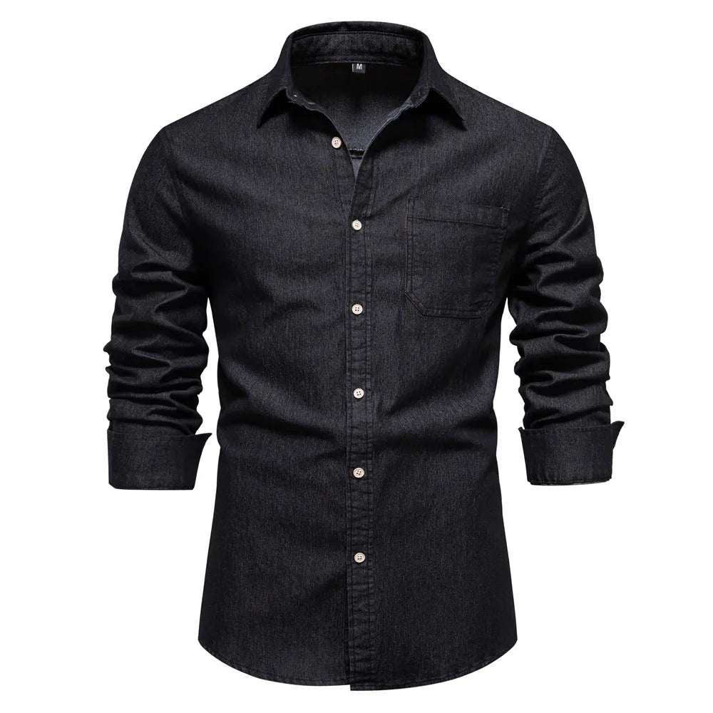 Modern Denim Collection | Mens Denim Shirt with Light Blue Button-Up Design 3