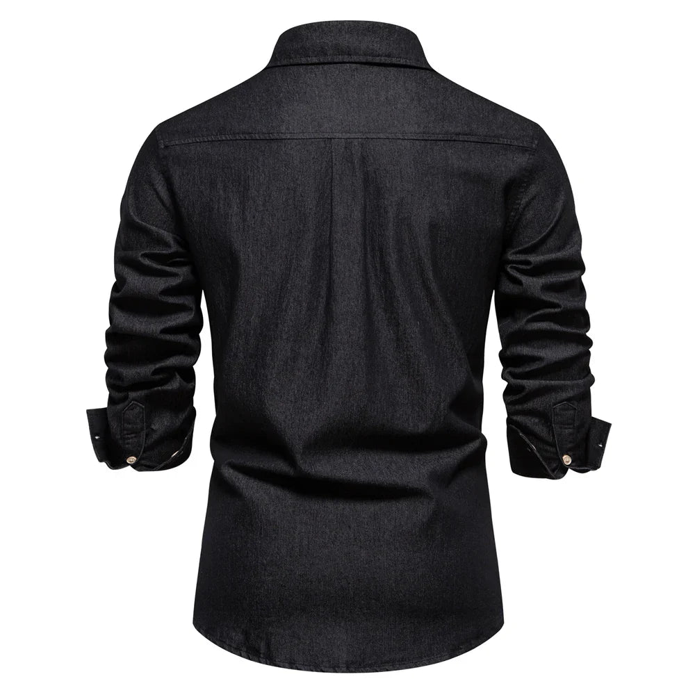 Modern Denim Collection | Mens Denim Shirt with Light Blue Button-Up Design 4