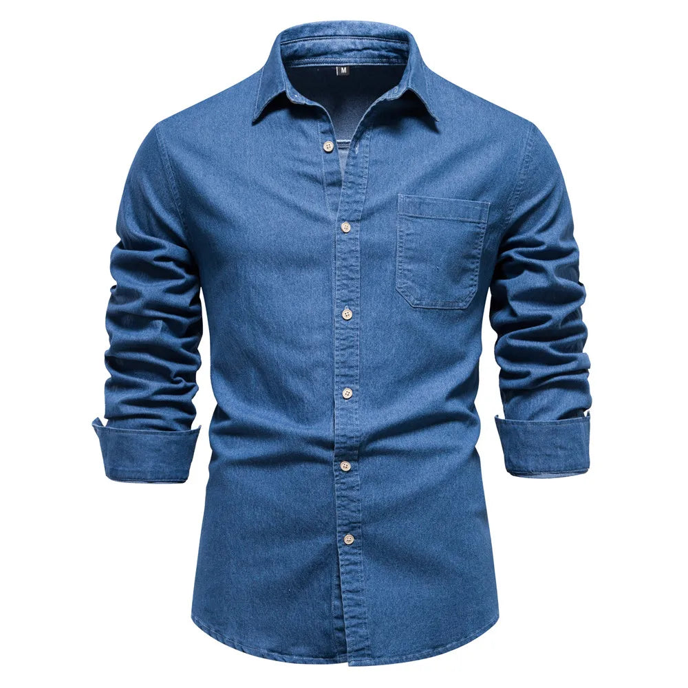 Modern Denim Collection | Mens Denim Shirt with Light Blue Button-Up Design 5