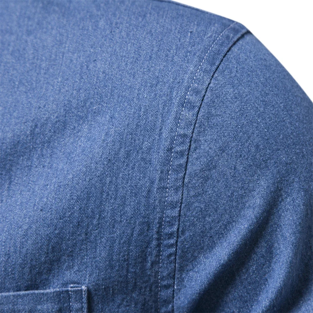 Modern Denim Collection | Mens Denim Shirt with Light Blue Button-Up Design 7