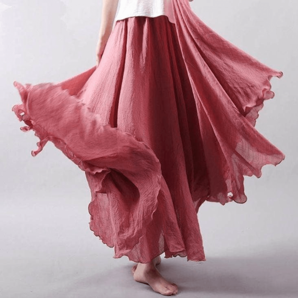 Nahla | Women's Bohemian Linen Maxi Skirt with Flowy Silhouette 3