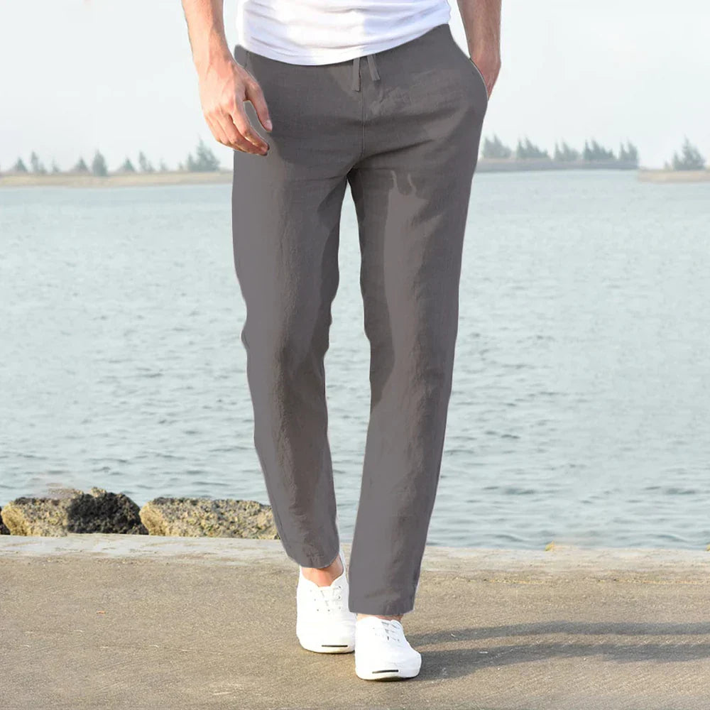 Noah | Lightweight Relaxed Fit Mens Linen Trousers 1