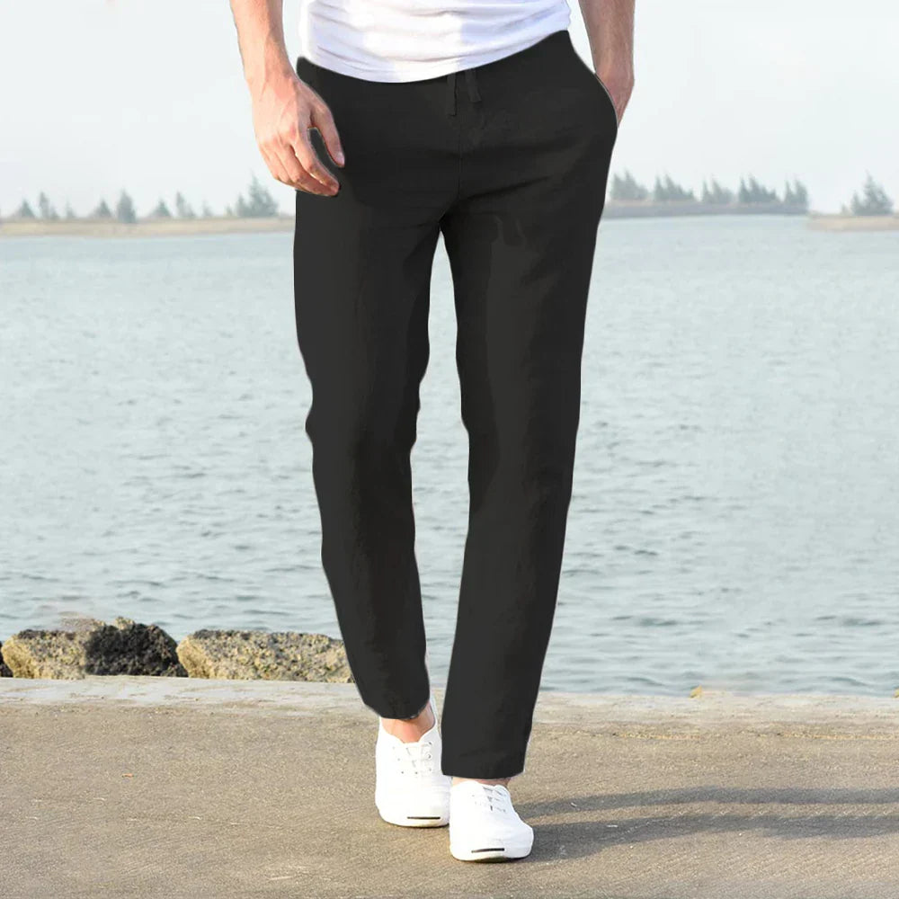 Noah | Lightweight Relaxed Fit Mens Linen Trousers 2