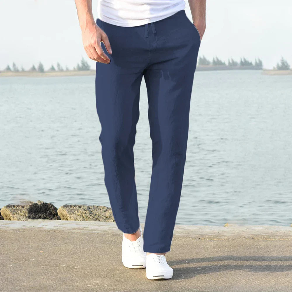 Noah | Lightweight Relaxed Fit Mens Linen Trousers 4