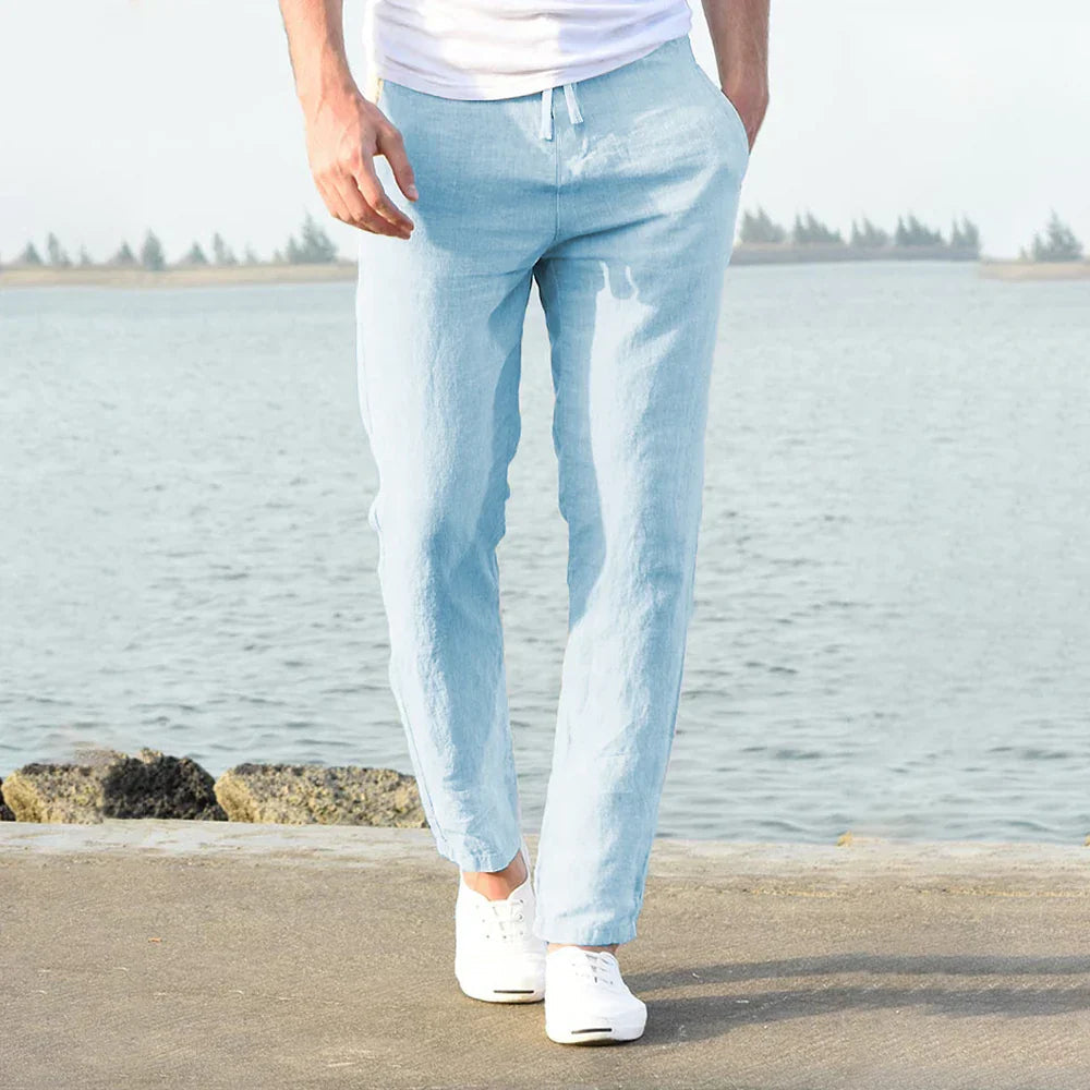 Noah | Lightweight Relaxed Fit Mens Linen Trousers 5