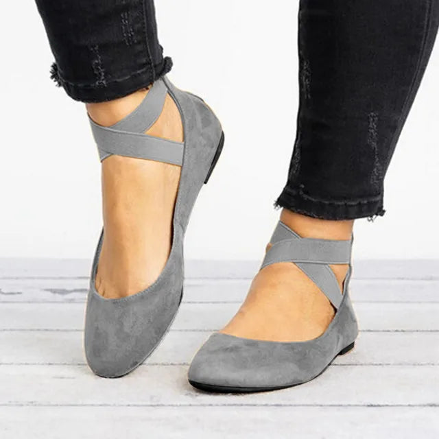 Olivia | Black Ballet Flats for Women with Cross-Strap Design 3