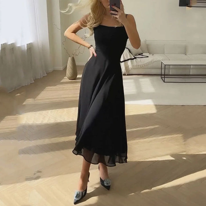 Samantha | Elegant Square Neck Midi Dress for Wedding Guests 1