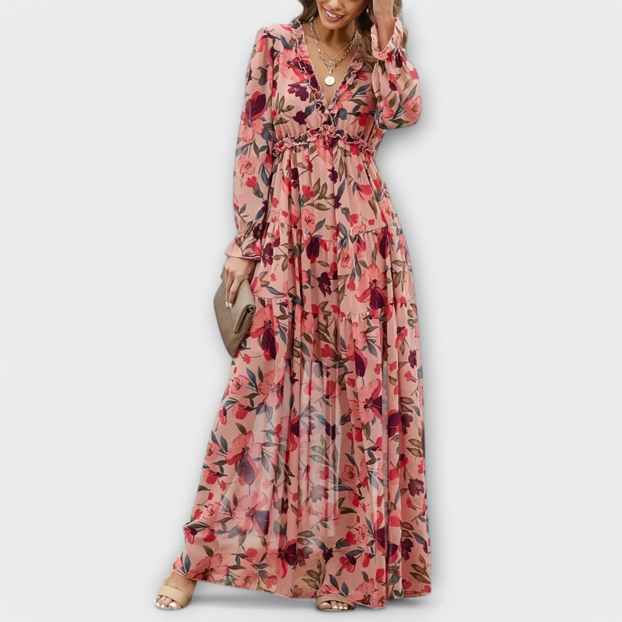 Sophia | Elegant Floral Maxi Wedding Guest Dress 0