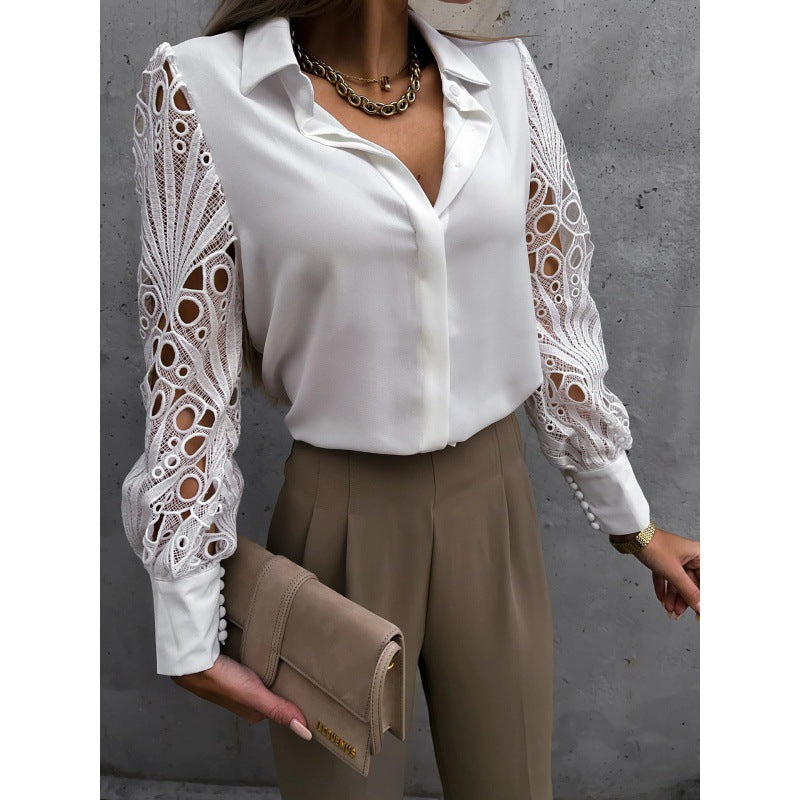 Sophia | Elegant Lace Sleeve Womens Blouse 0