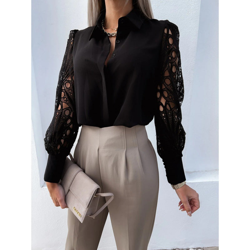 Sophia | Elegant Lace Sleeve Womens Blouse 1
