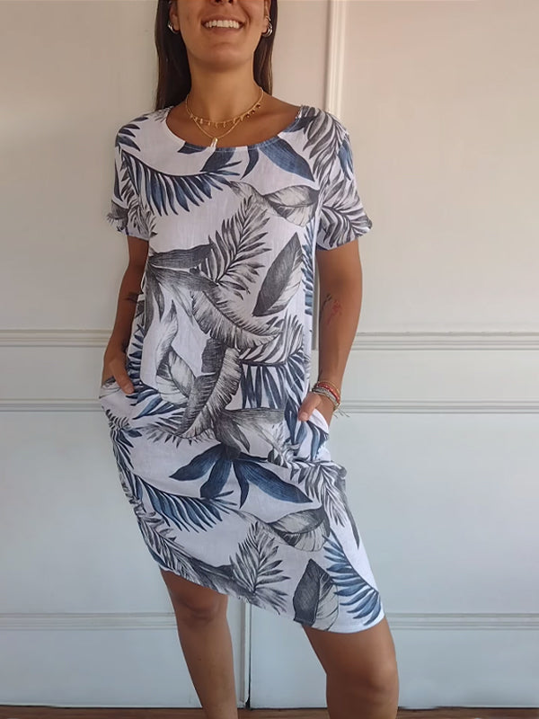 Sophia | Relaxed Leaf Print Plus Size Summer Dress 1