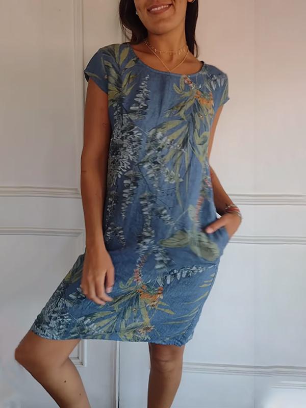 Sophia | Relaxed Leaf Print Plus Size Summer Dress 3