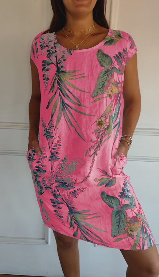 Sophia | Relaxed Leaf Print Plus Size Summer Dress 4