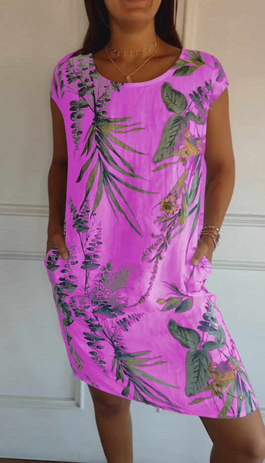 Sophia | Relaxed Leaf Print Plus Size Summer Dress 5