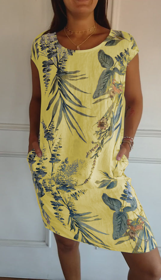Sophia | Relaxed Leaf Print Plus Size Summer Dress 8