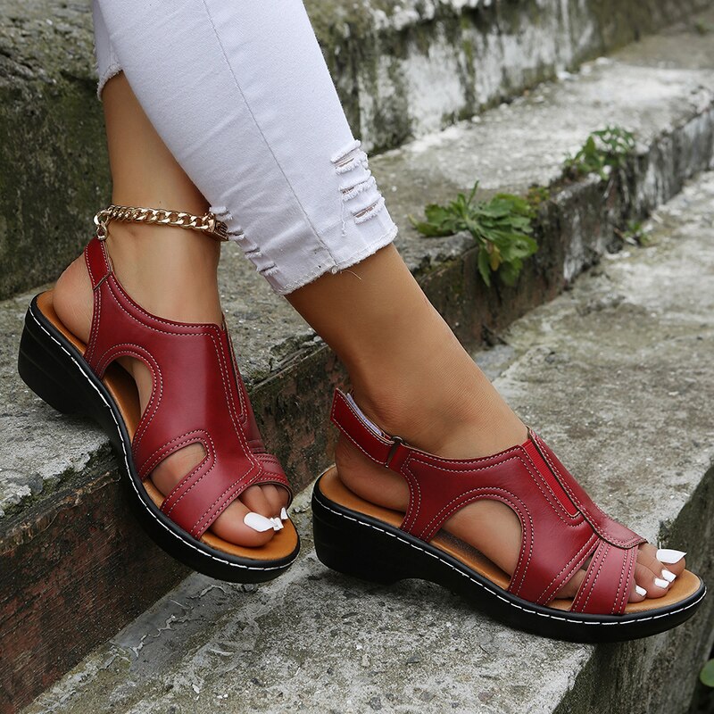 Sophia | Stylish Black Wedge Sandals for Women 7