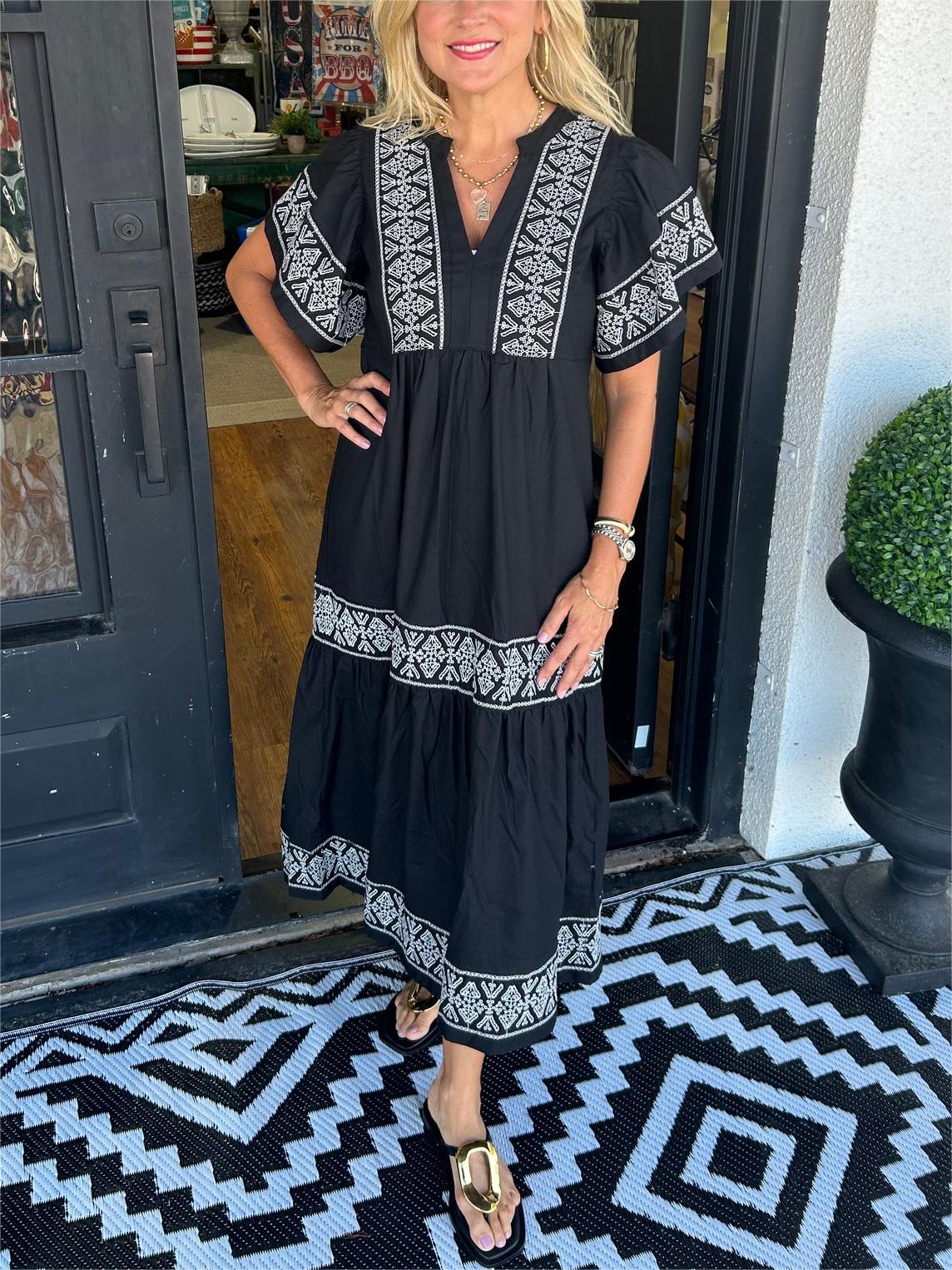 Sophie | Bohemian V Neck Summer Midi Dress 0