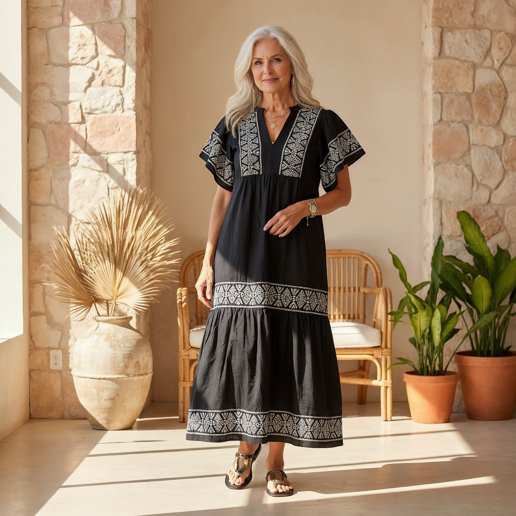 Sophie | Bohemian V Neck Summer Midi Dress 1