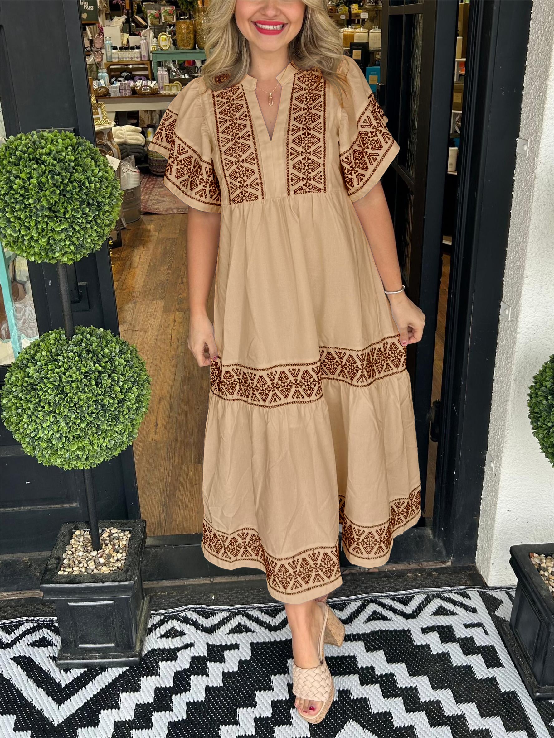 Sophie | Bohemian V Neck Summer Midi Dress 6