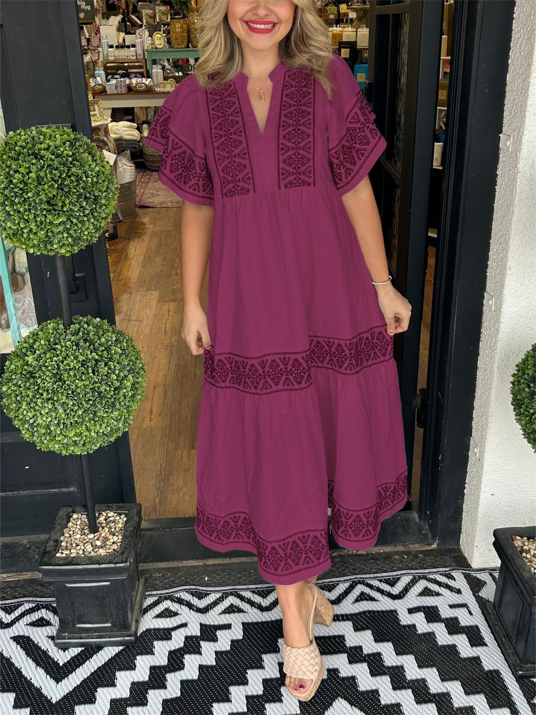 Sophie | Bohemian V Neck Summer Midi Dress 7