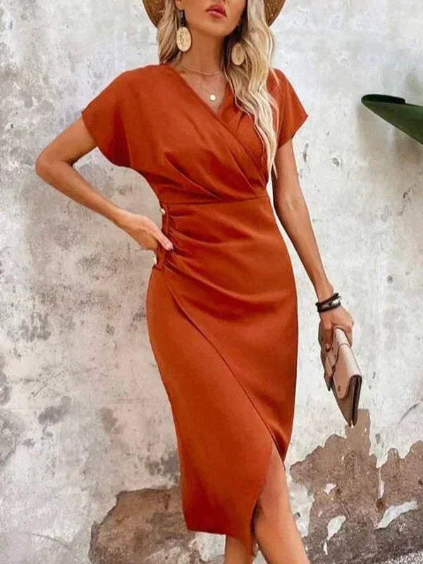 Sophie | Chic V Neck Midi Summer Dress for Weddings and Events 2