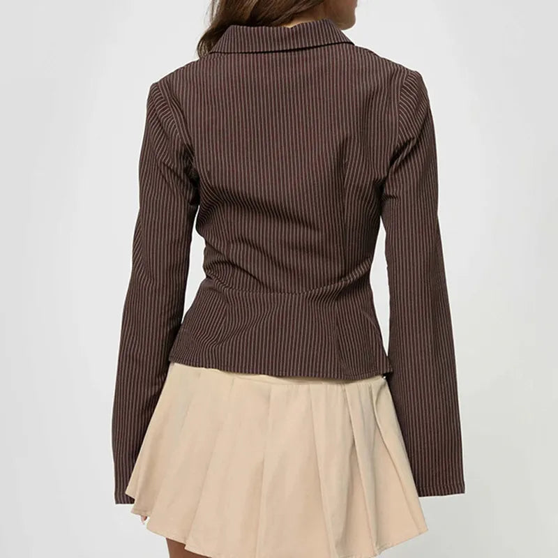 Sophie | Elegant Fitted Ribbed Womens Blouse with Flared Sleeves 5