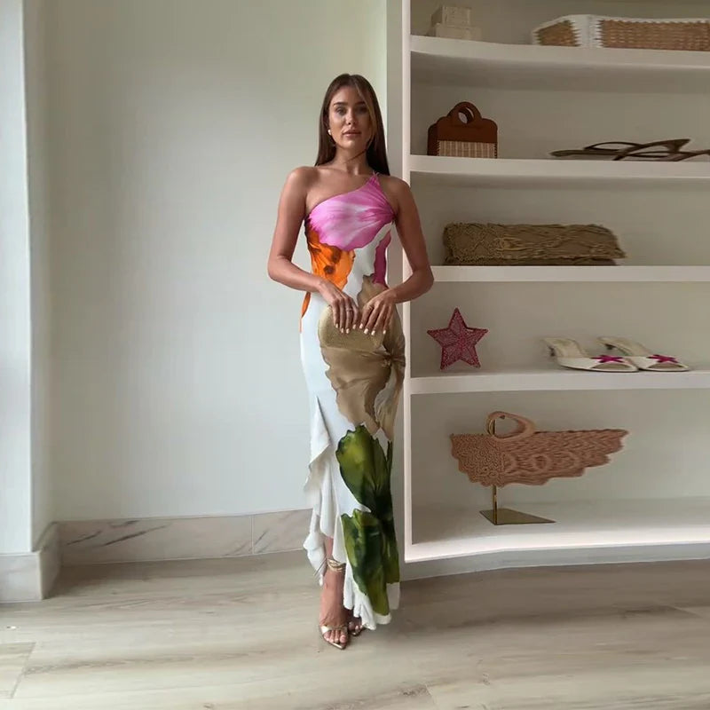 Sophie | Elegant Floral One-Shoulder Summer Dress 0