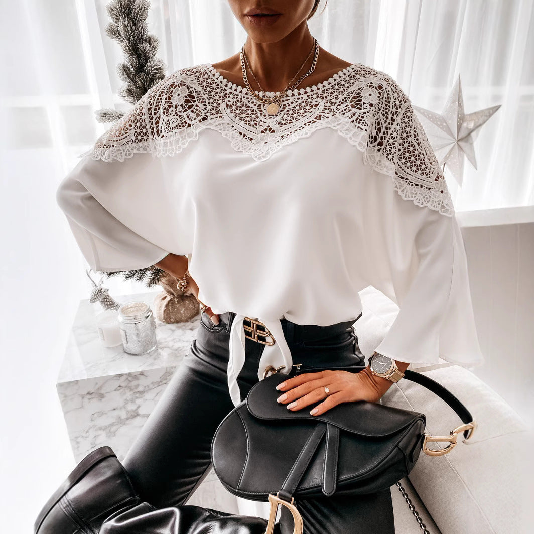 Sophie | Elegant Lace Womens Blouse with Flared Cuffs 1
