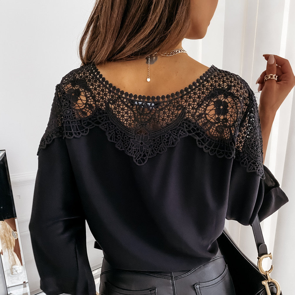 Sophie | Elegant Lace Womens Blouse with Flared Cuffs 3