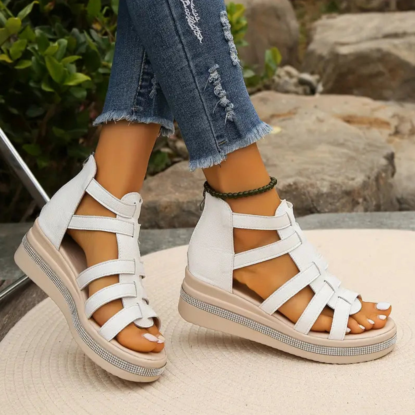 Sophie | Elegant Rhinestone Wedge Sandals for Women 4