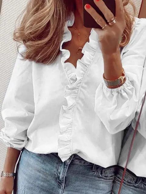 Sophie | Elegant Ruffle White Blouse for Summer 3