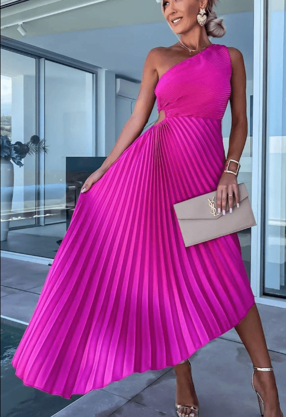Sophie | Graceful One Shoulder Pleated Maxi Dress 3