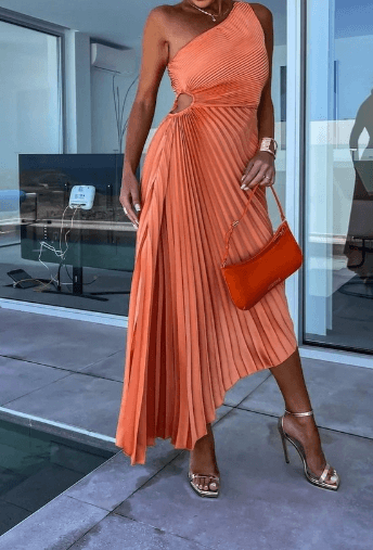 Sophie | Graceful One Shoulder Pleated Maxi Dress 5