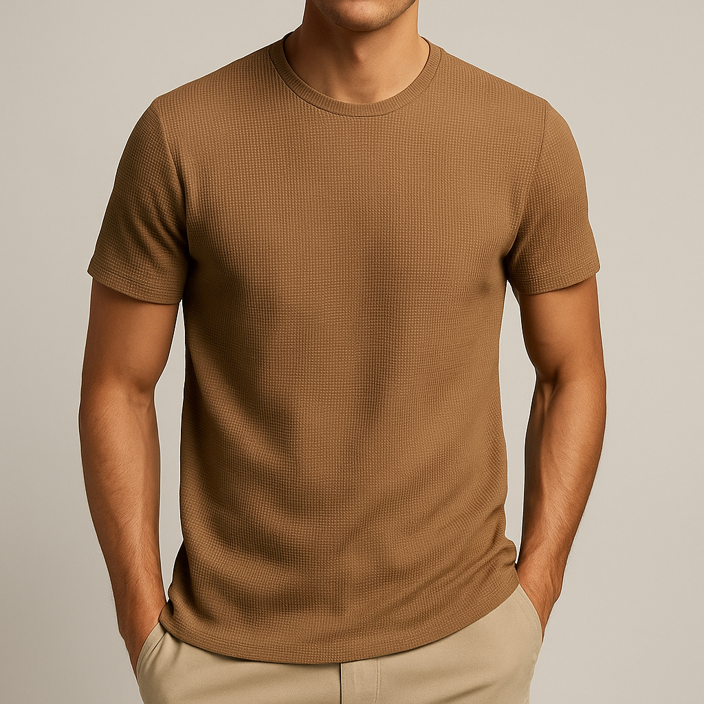 Summer Breeze | Men's Shirt with Breathable Cotton Waffle Design 1