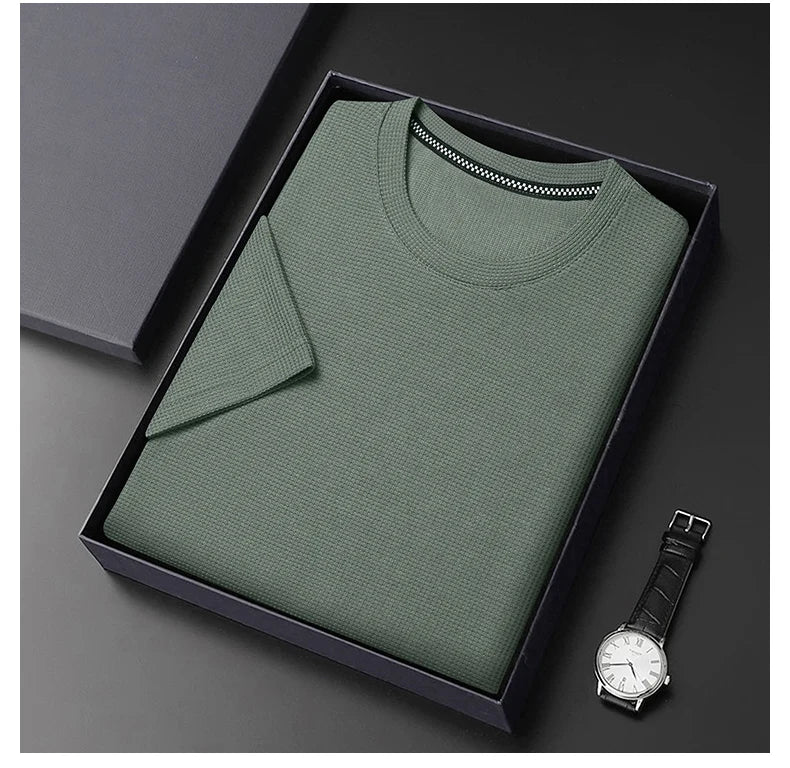 Summer Breeze | Men's Shirt with Breathable Cotton Waffle Design 8