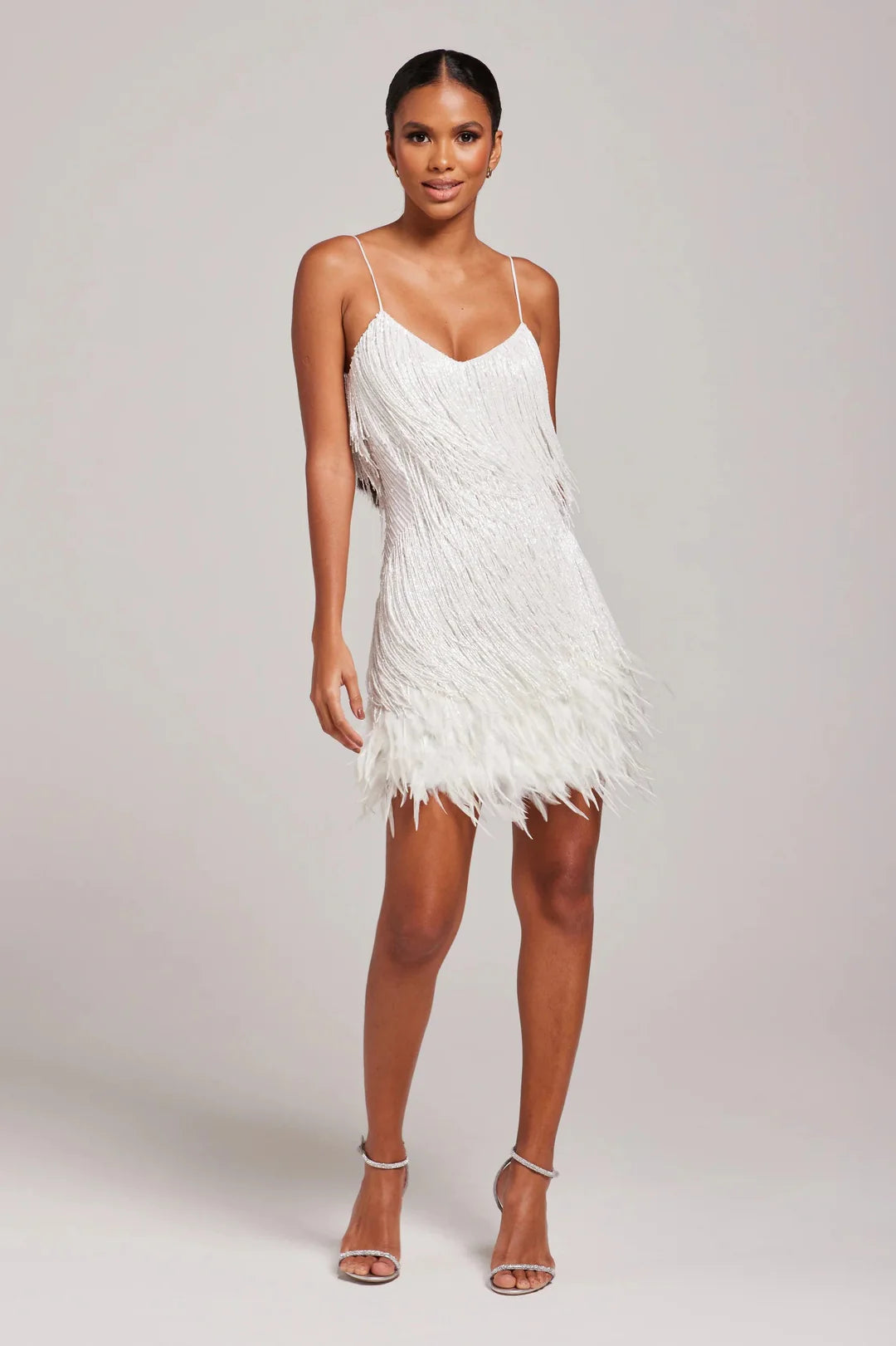 Zoe | Chic Fringe Mini Cocktail Dress in Black and White 2