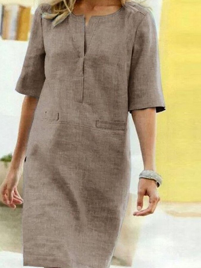 christina-womens-split-neck-3-4-sleeve-shift-dress-img2.jpg
