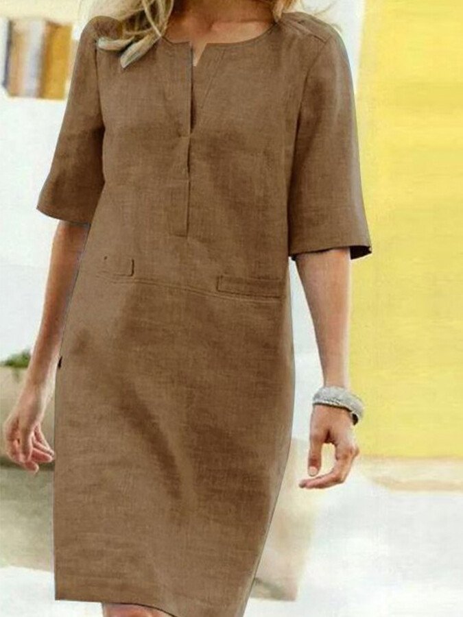 christina-womens-split-neck-3-4-sleeve-shift-dress-img5.jpg