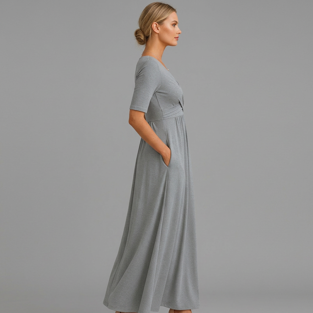 Women’s V-Neck Midi Dress – Chic Collection