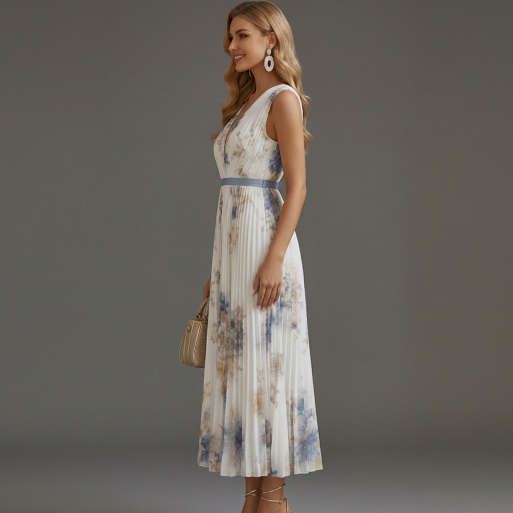 Elsay | Wedding Guest Dress with V-Neckline